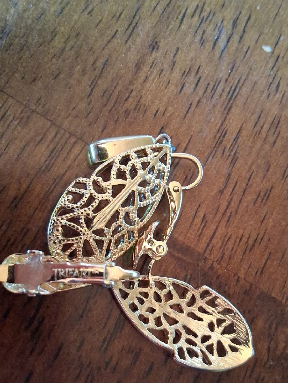 Trifari Vintage Teardrop Dangle Earrings - Picture 7 of 11